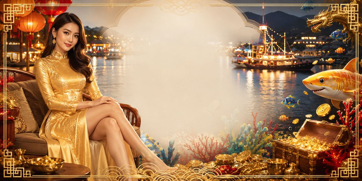 Phụ nữ mặc áo dài tại Nha Trang ngồi xem ưu đãi casino trên điện thoại bên bờ biển